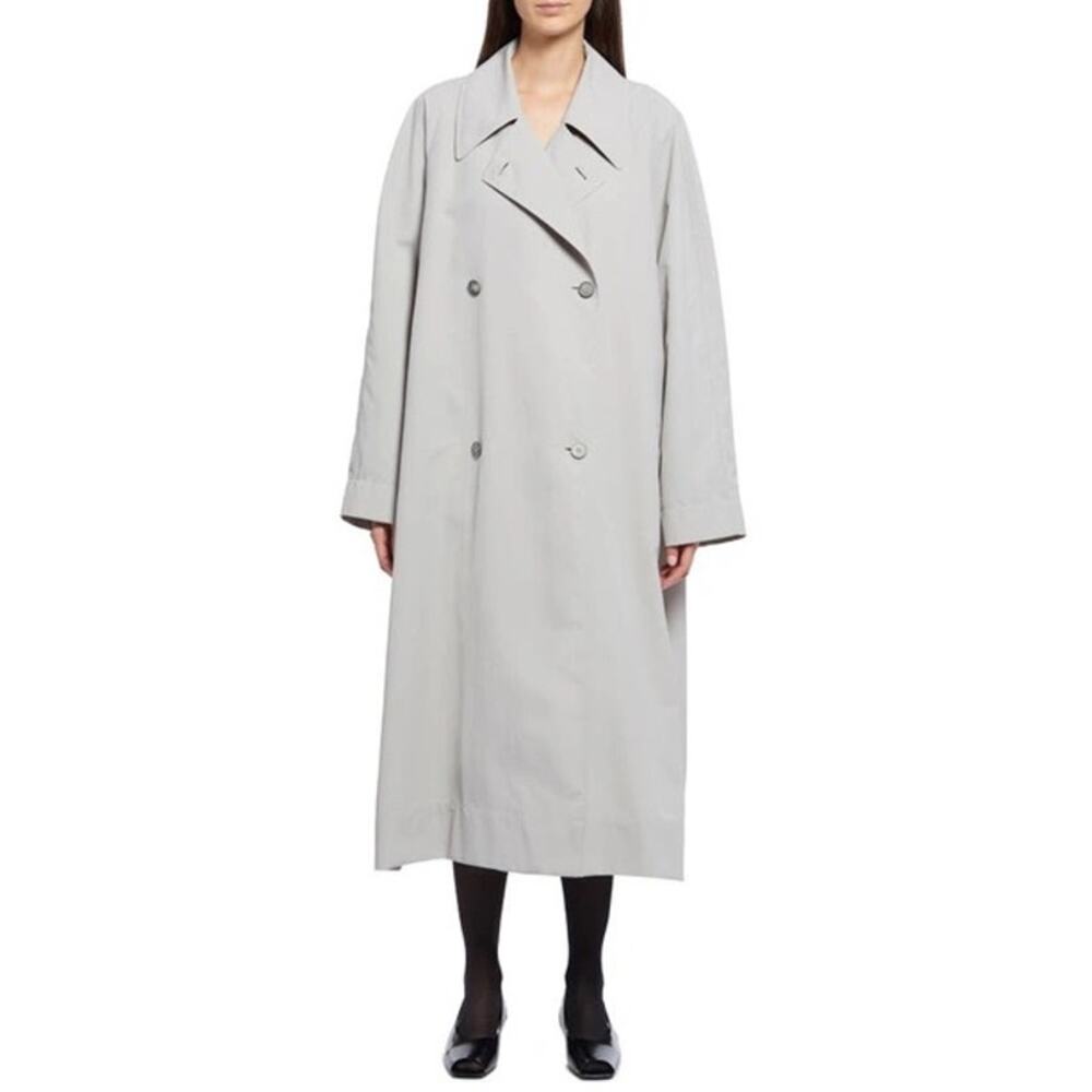 The Row Agathan Technical Nylon Trench Coat‎ Women Size M Gray EXCELLENT
